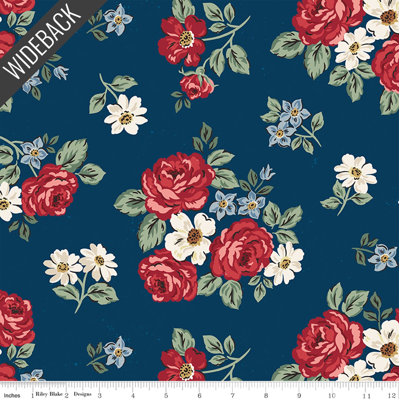 Floral Wideback (108 Inch) in Oxford (wb17339-oxford) | Independence | Riley Blake Designs | Riley Blake